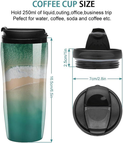 Clear Picture of A Wall with A Window with Flowers And A Bicycle Coffee Mug with Lid Flip Top Double Wall Plastic Coffee Cups Drinks Tumbler 350ml
