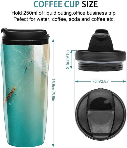 Clear Picture of A Wall with A Window with Flowers And A Bicycle Coffee Mug with Lid Flip Top Double Wall Plastic Coffee Cups Drinks Tumbler 350ml
