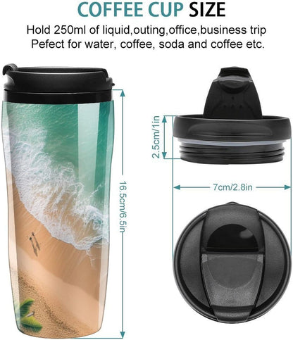 Clear Picture of A Wall with A Window with Flowers And A Bicycle Coffee Mug with Lid Flip Top Double Wall Plastic Coffee Cups Drinks Tumbler 350ml