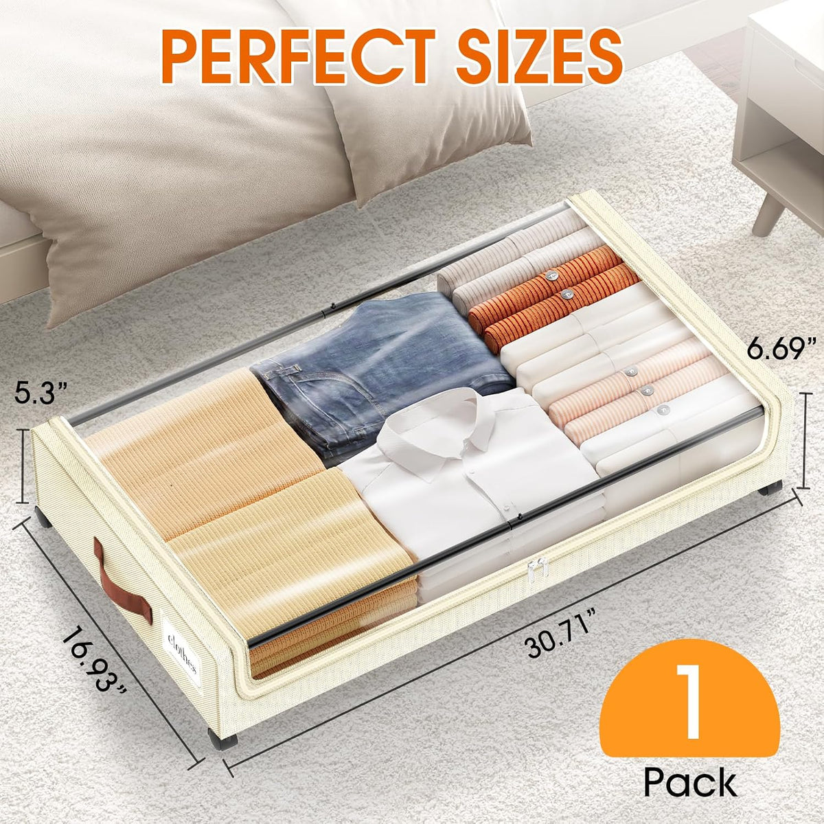 Under Bed Storage with Wheels Storage Containers with Clear Window