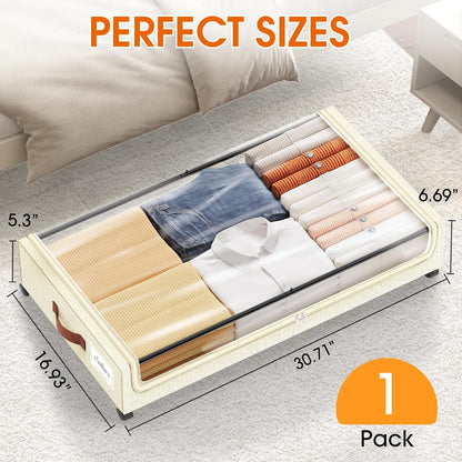 Under Bed Storage with Wheels Storage Containers with Clear Window