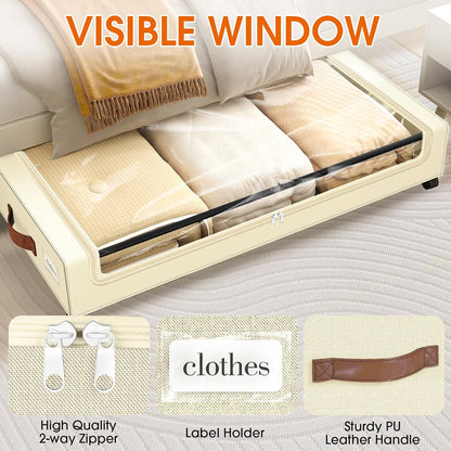 Under Bed Storage with Wheels Storage Containers with Clear Window