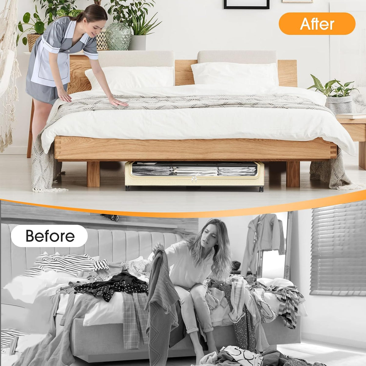 Under Bed Storage with Wheels Storage Containers with Clear Window