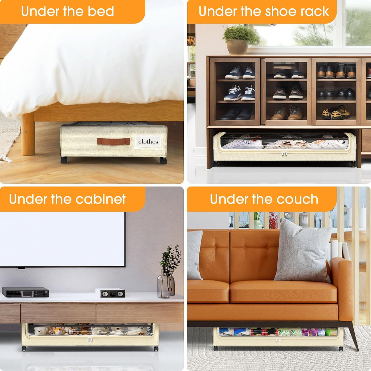 Under Bed Storage with Wheels Storage Containers with Clear Window