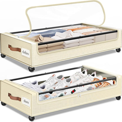 Under Bed Storage with Wheels Storage Containers with Clear Window