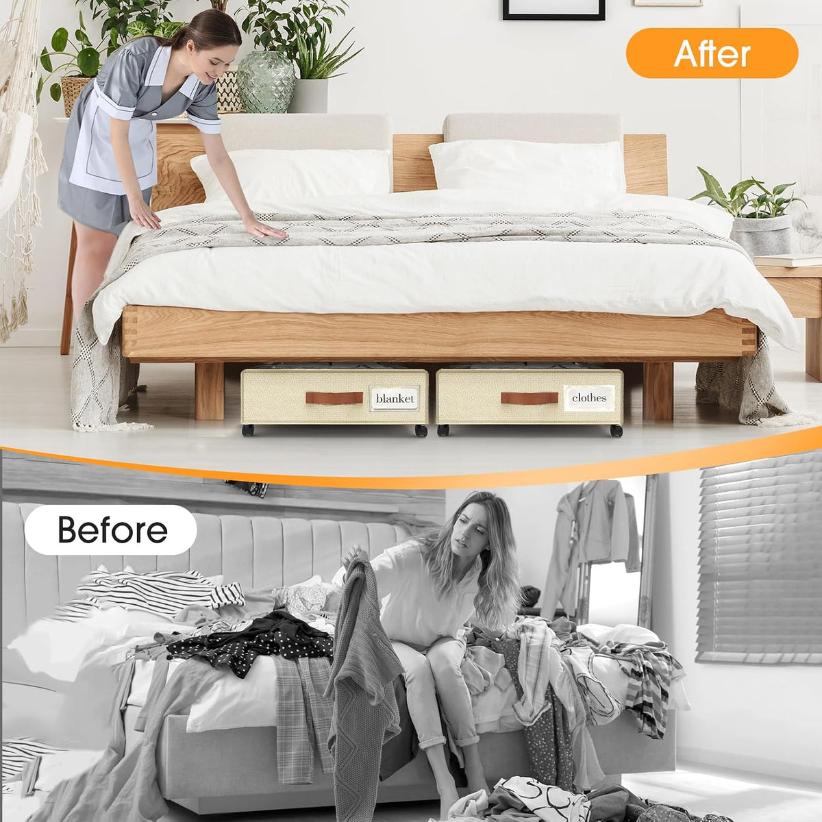 Under Bed Storage with Wheels Storage Containers with Clear Window