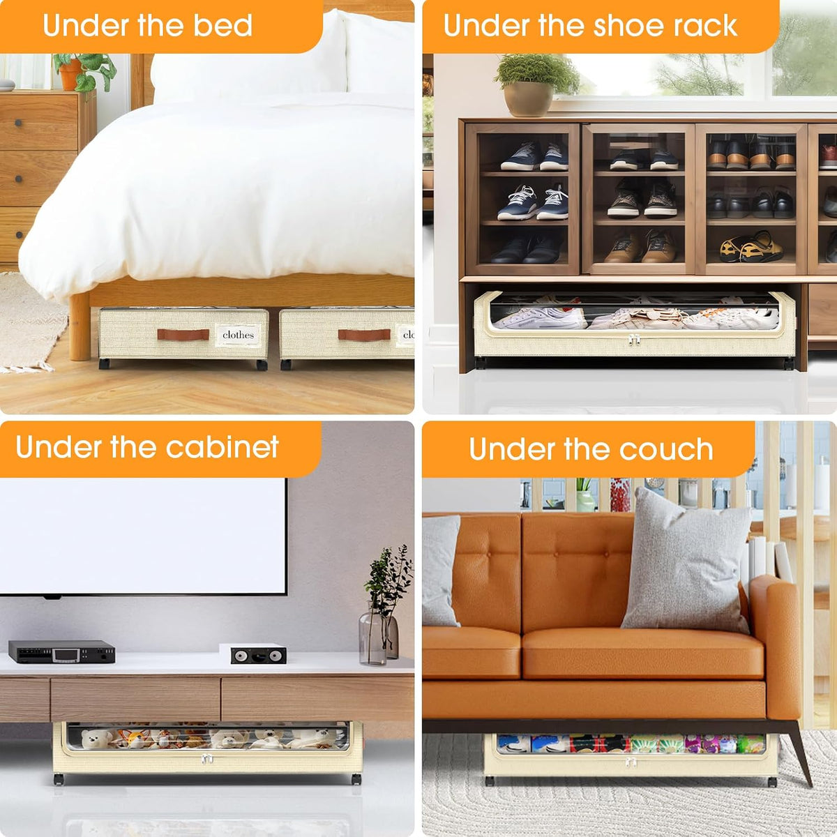 Under Bed Storage with Wheels Storage Containers with Clear Window