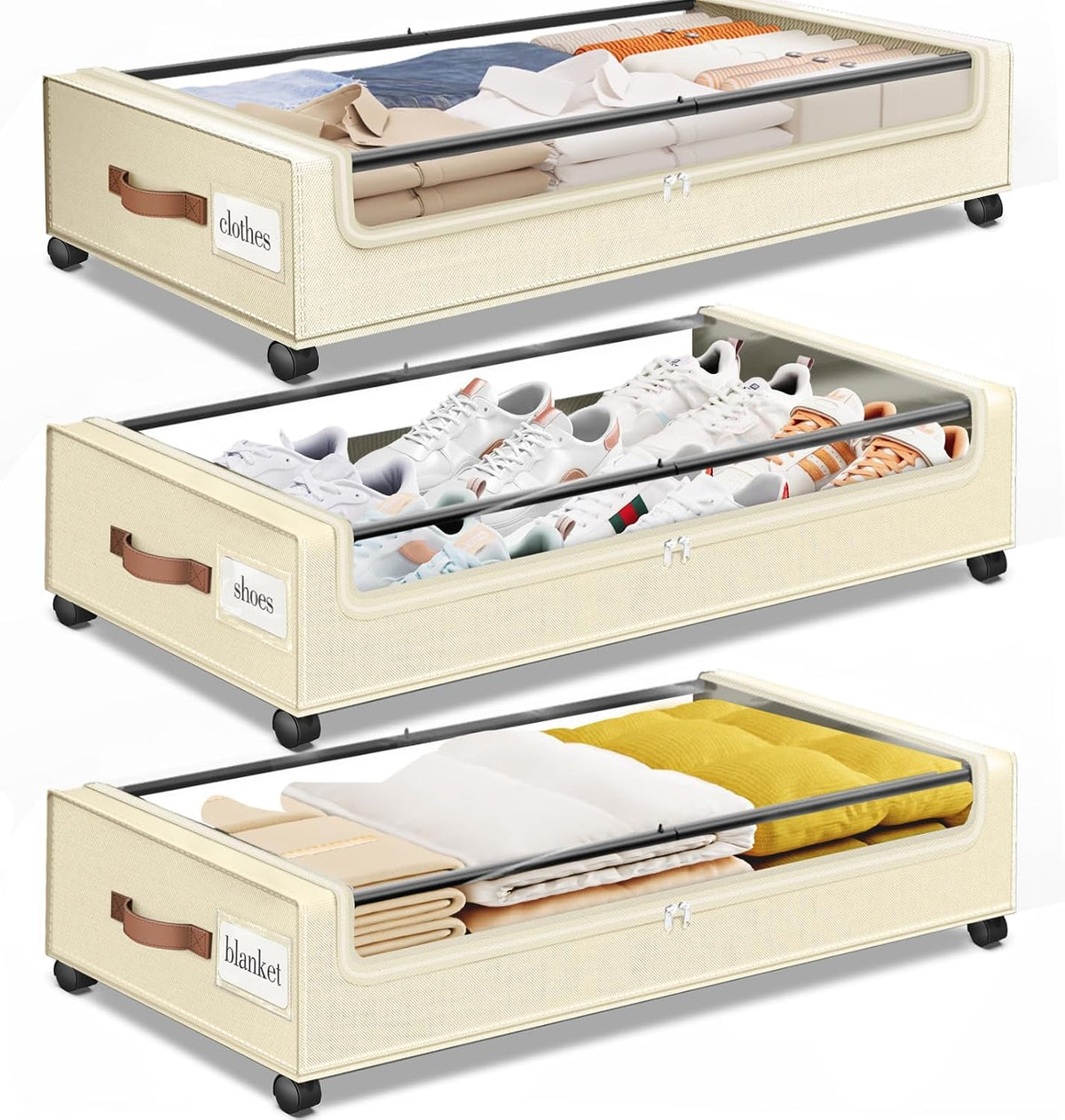Under Bed Storage with Wheels Storage Containers with Clear Window