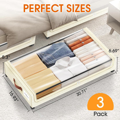 Under Bed Storage with Wheels Storage Containers with Clear Window