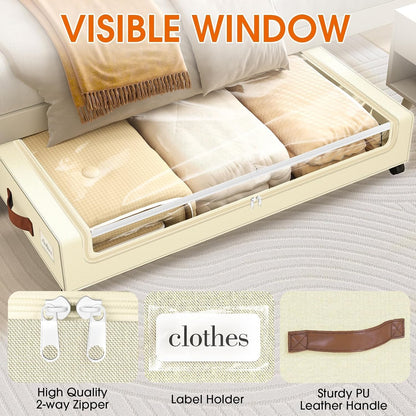 Under Bed Storage with Wheels Storage Containers with Clear Window