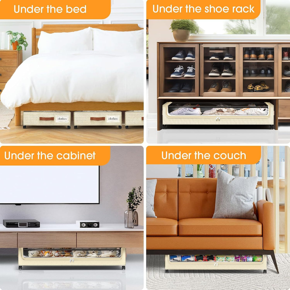 Under Bed Storage with Wheels Storage Containers with Clear Window