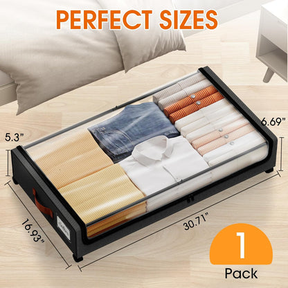 Under Bed Storage with Wheels Storage Containers with Clear Window