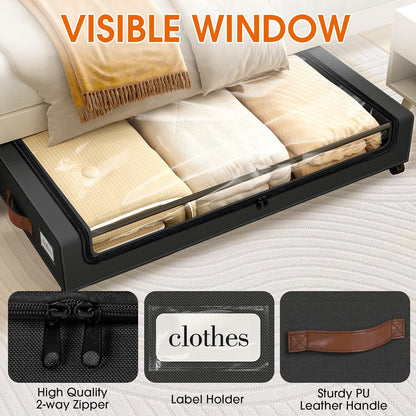 Under Bed Storage with Wheels Storage Containers with Clear Window