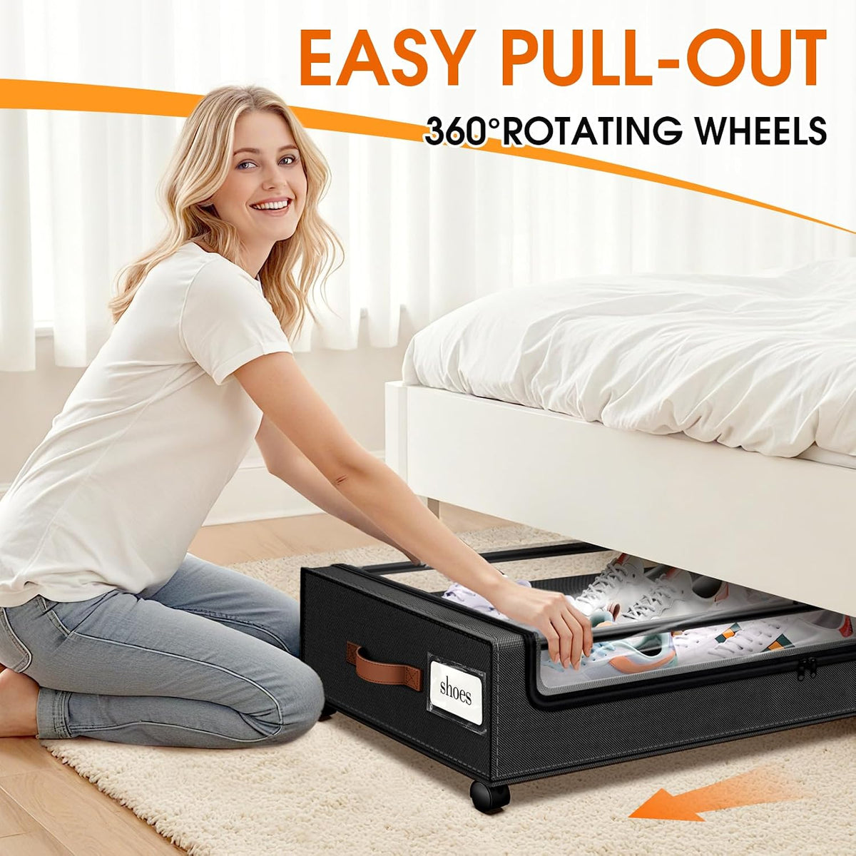 Under Bed Storage with Wheels Storage Containers with Clear Window