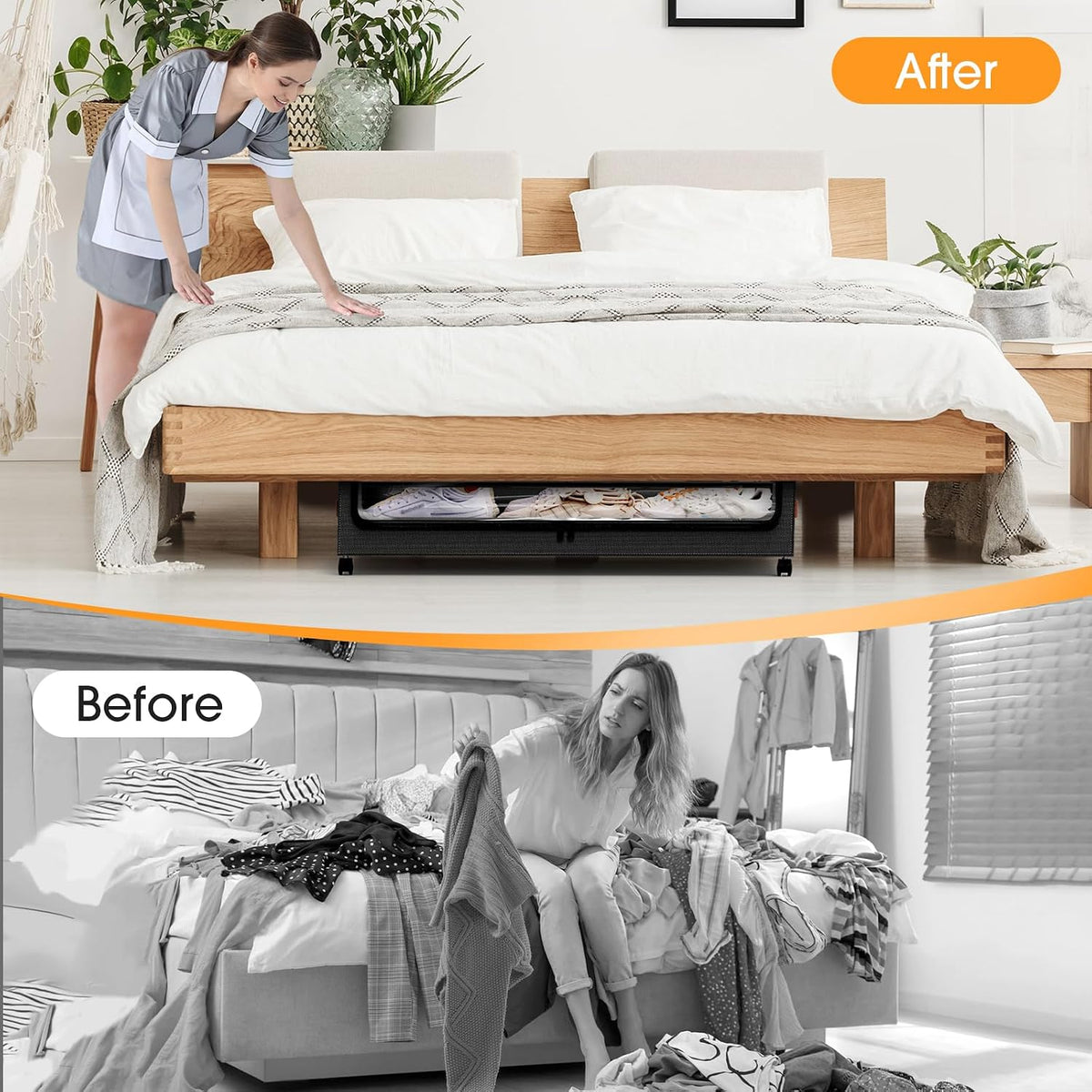 Under Bed Storage with Wheels Storage Containers with Clear Window