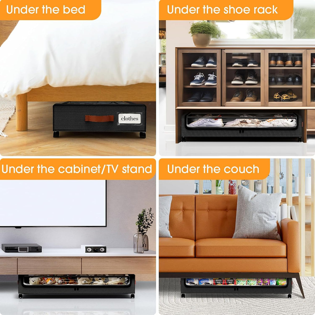Under Bed Storage with Wheels Storage Containers with Clear Window