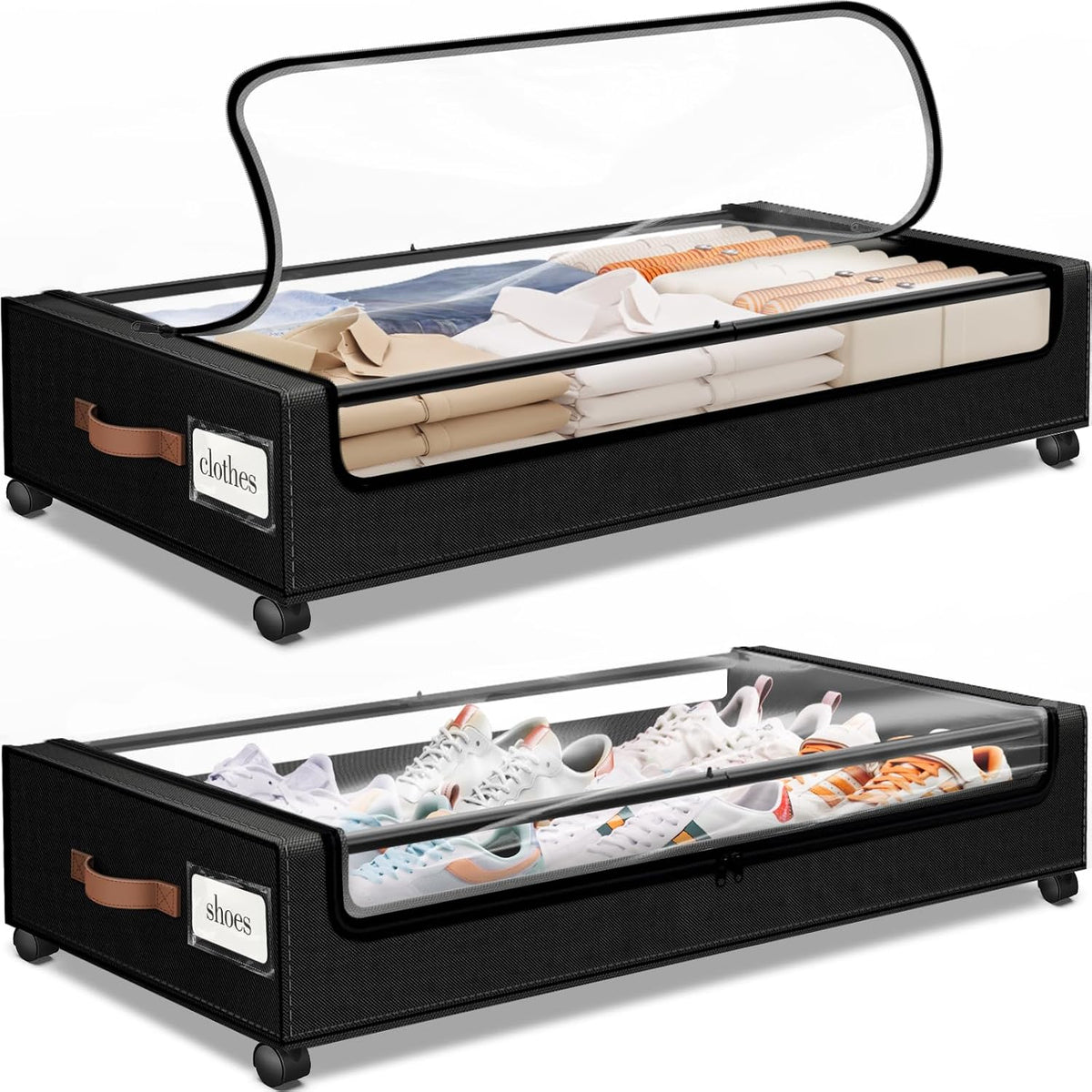 Under Bed Storage with Wheels Storage Containers with Clear Window