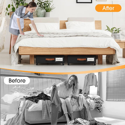Under Bed Storage with Wheels Storage Containers with Clear Window