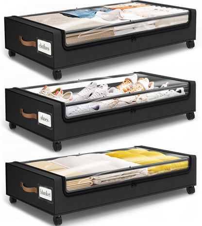 Under Bed Storage with Wheels Storage Containers with Clear Window
