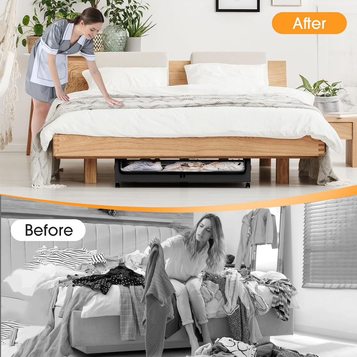 Under Bed Storage with Wheels Storage Containers with Clear Window