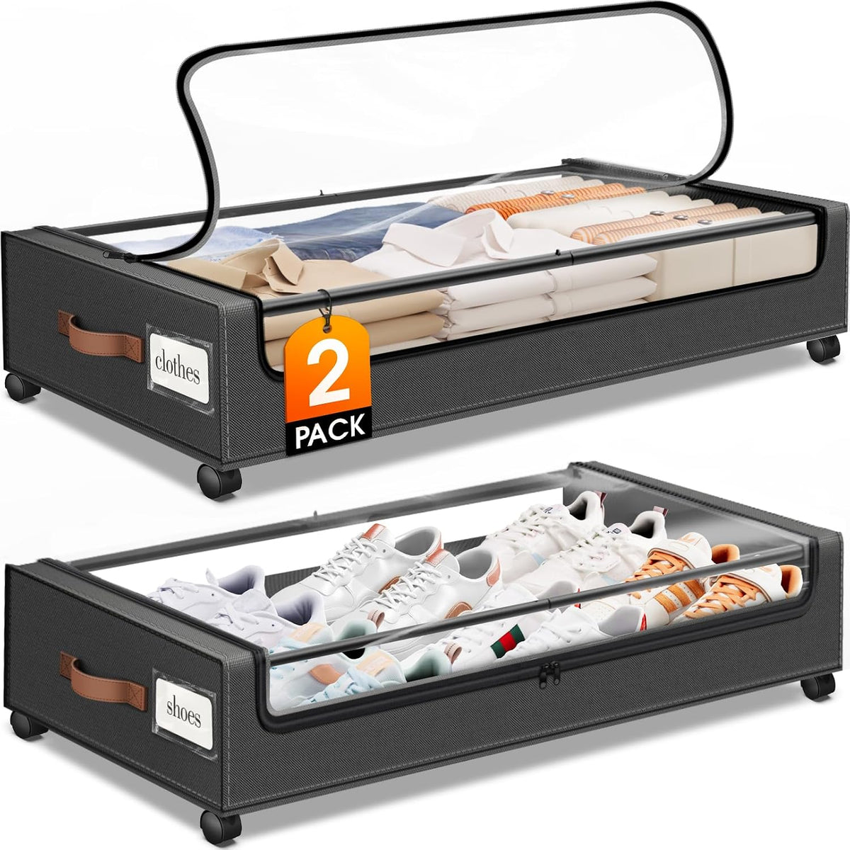 Under Bed Storage with Wheels Storage Containers with Clear Window