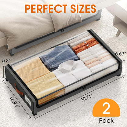 Under Bed Storage with Wheels Storage Containers with Clear Window