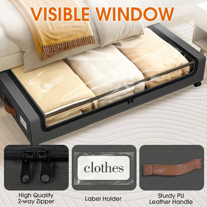 Under Bed Storage with Wheels Storage Containers with Clear Window