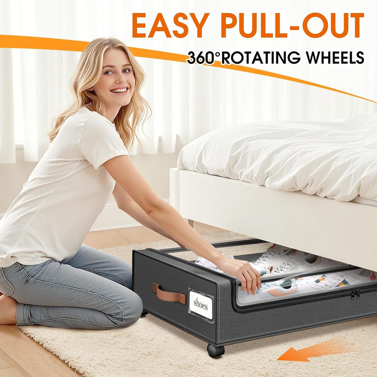 Under Bed Storage with Wheels Storage Containers with Clear Window
