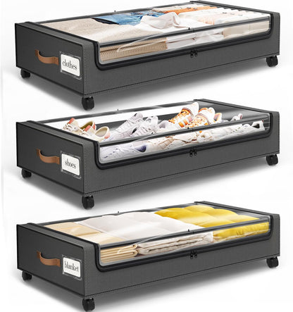 Under Bed Storage with Wheels Storage Containers with Clear Window