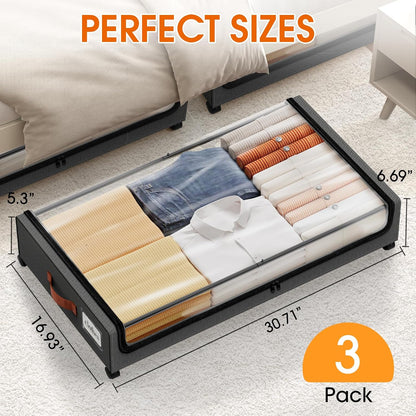 Under Bed Storage with Wheels Storage Containers with Clear Window