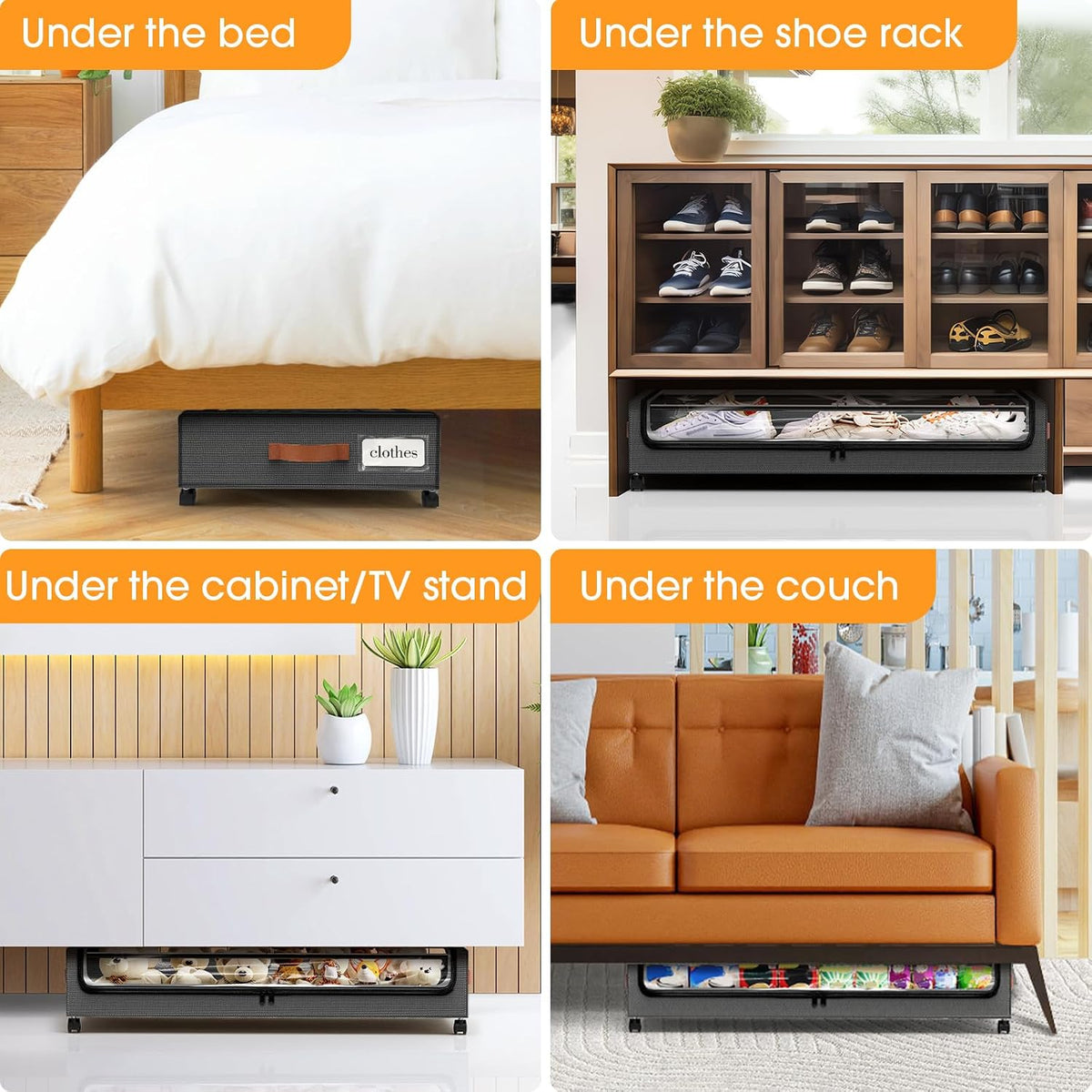 Under Bed Storage with Wheels Storage Containers with Clear Window