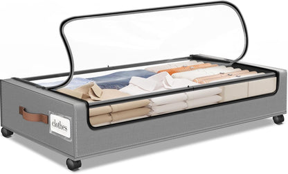 Under Bed Storage with Wheels Storage Containers with Clear Window