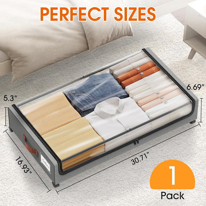Under Bed Storage with Wheels Storage Containers with Clear Window