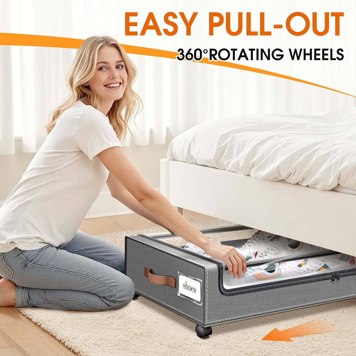 Under Bed Storage with Wheels Storage Containers with Clear Window