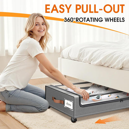 Under Bed Storage with Wheels Storage Containers with Clear Window