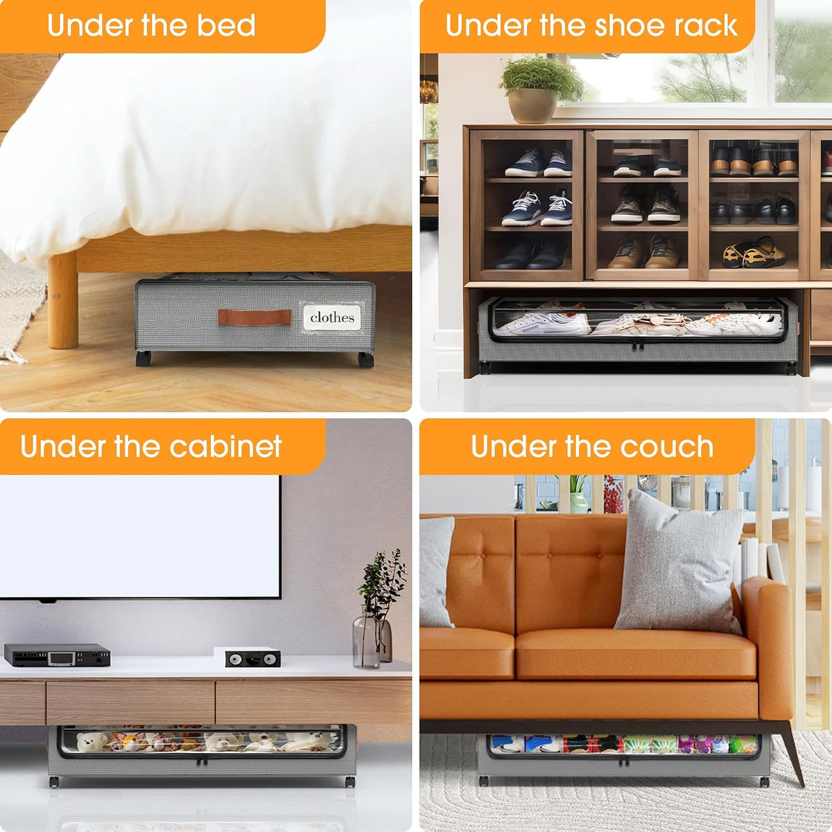 Under Bed Storage with Wheels Storage Containers with Clear Window