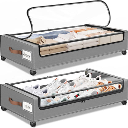 Under Bed Storage with Wheels Storage Containers with Clear Window
