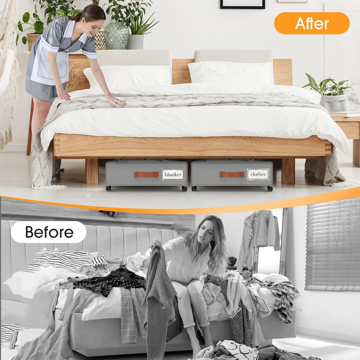 Under Bed Storage with Wheels Storage Containers with Clear Window