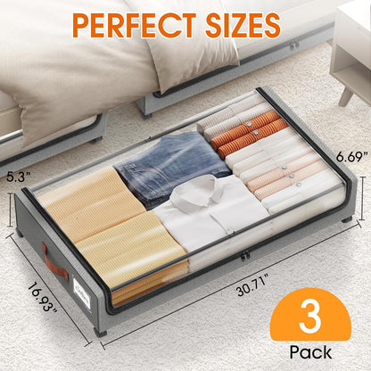 Under Bed Storage with Wheels Storage Containers with Clear Window