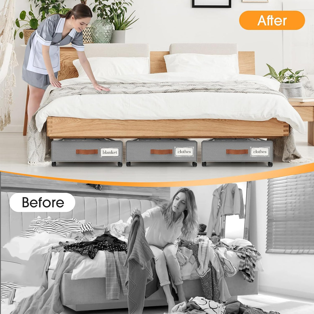 Under Bed Storage with Wheels Storage Containers with Clear Window