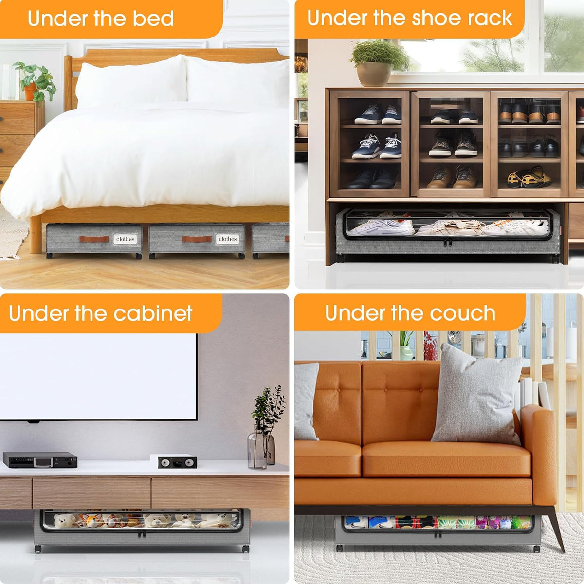 Under Bed Storage with Wheels Storage Containers with Clear Window