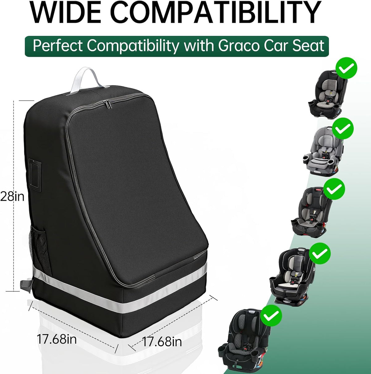 Car Seat Travel Bag Compatible with Graco, Infant Car Seat Travel Bag for Airport, Padded Car Seat Carrier Bag for Airport Fits Graco Most Baby & Infant Car Seats for Airport Baby Travel