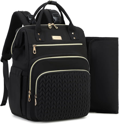AIJIEKE Large Diaper Bag Backpack, Extra Wide Travel Diaper Bag, Black