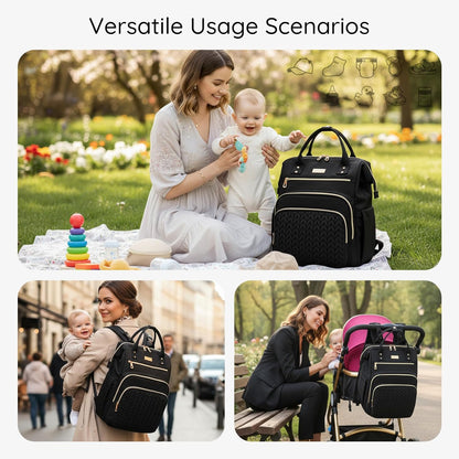AIJIEKE Large Diaper Bag Backpack, Extra Wide Travel Diaper Bag, Black