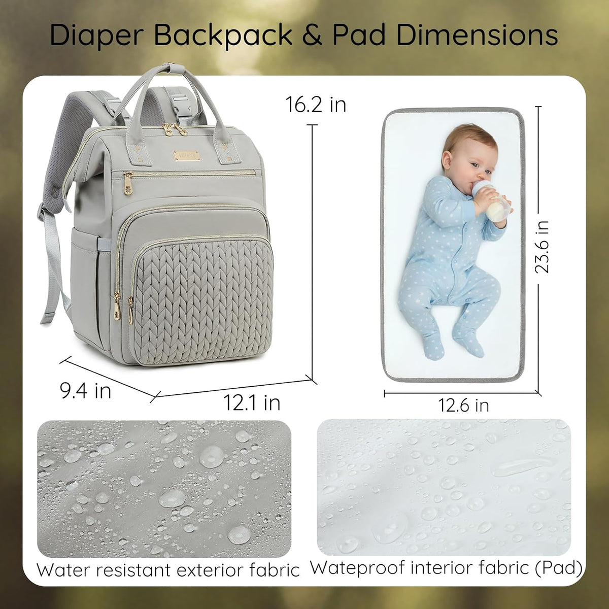 AIJIEKE Large Diaper Bag Backpack, Extra Wide Travel Diaper Bag, Black
