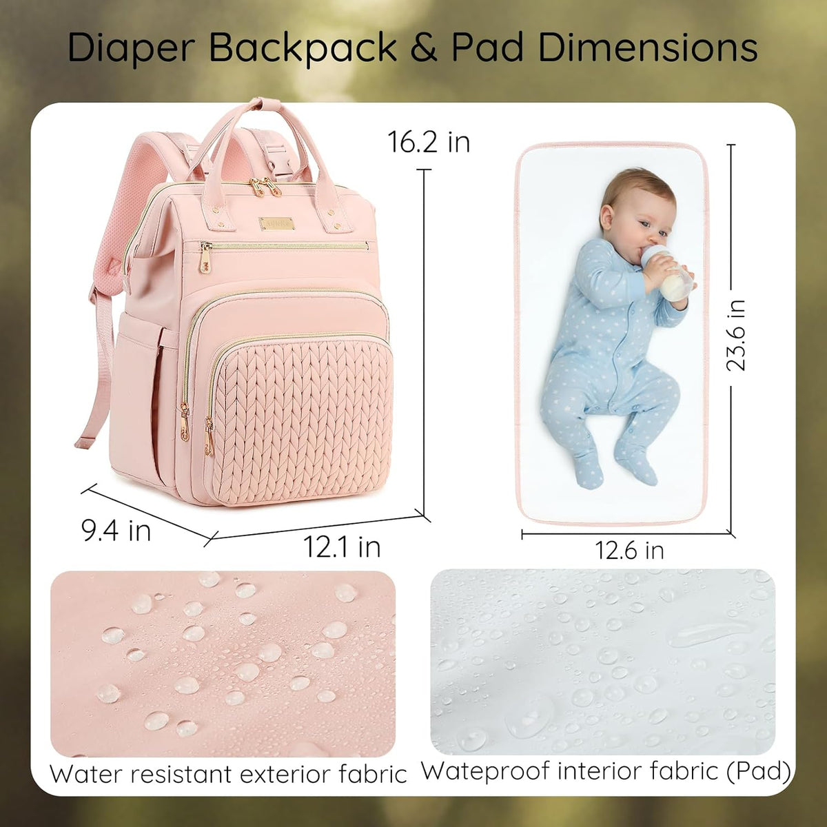 AIJIEKE Large Diaper Bag Backpack, Extra Wide Travel Diaper Bag, Black