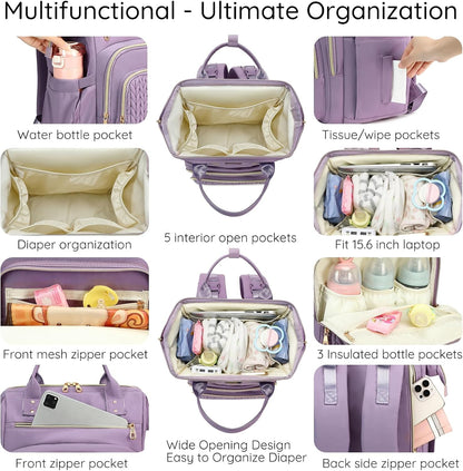 AIJIEKE Large Diaper Bag Backpack, Extra Wide Travel Diaper Bag, Black