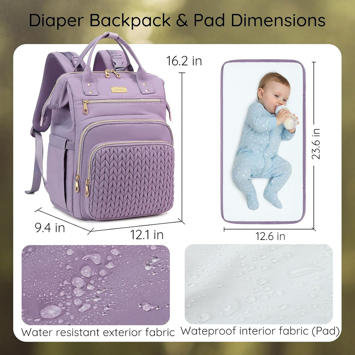 AIJIEKE Large Diaper Bag Backpack, Extra Wide Travel Diaper Bag, Black