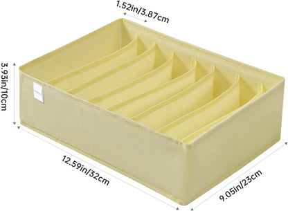4 Packs T-shirt Drawer Organizers for Clothing,8 Grids Compartment Wardrobe Storage Box, Washable Clothes Organizer for Folded Clothes, Legging, Silk Scarve