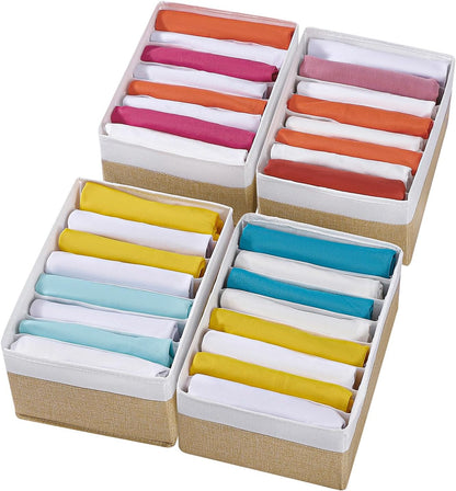 4 Packs T-shirt Drawer Organizers for Clothing,8 Grids Compartment Wardrobe Storage Box, Washable Clothes Organizer for Folded Clothes, Legging, Silk Scarve
